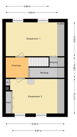 Floorplan - Prinsenstraat 76, 2411 TS Bodegraven
